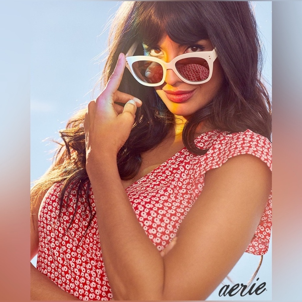 Aerie Red and White‎ Ditsy Floral Wrap Mini Dress - Picture 4 of 11